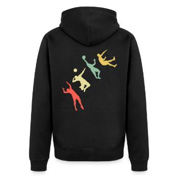 Retro Volleyball - Unisex Premium Bio Zip Hoodie - Schwarz - Hinten - Nico (187cm)