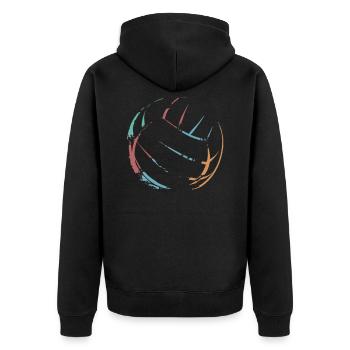 Retro Volleyball - Unisex Premium Bio Zip Hoodie - Schwarz - Hinten - Nico (187cm)