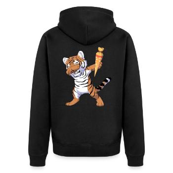 Dabbing Schultiger - Unisex Premium Bio Zip Hoodie - Schwarz - Hinten - Nico (187cm)