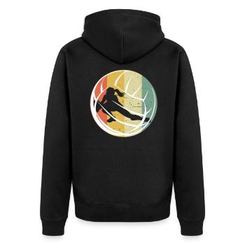Retro Volleyball - Unisex Premium Bio Zip Hoodie - Schwarz - Hinten - Nico (187cm)