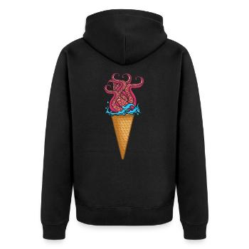 Sommer-Seeeis Kraken-Kraken-Liebhaber - Unisex Premium Bio Zip Hoodie - Schwarz - Hinten - Nico (187cm)