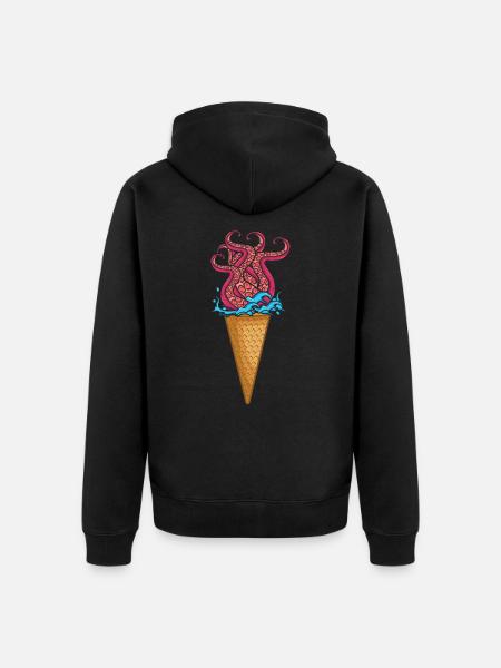 Summer Nautical Ice Cream Kraken Octopus Lover - Unisex Premium Organic Zip Hoodie - black