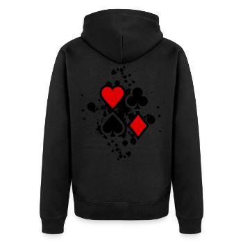 Poker - Unisex Premium Bio Zip Hoodie - Schwarz - Hinten - Nico (187cm)