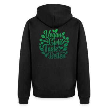 You Taste Better Gift I Funny Vegan Leaves graphic - Unisex Premium Organic Zip Hoodie - black - Back - Nico (187cm)