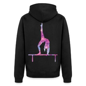 Gymnastik Malerei - Unisex Premium Bio Zip Hoodie - Schwarz - Hinten - Nico (187cm)