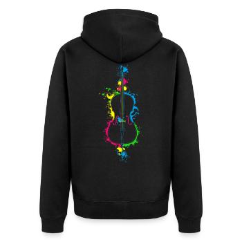 Cello Streichinstrument Violine Violoncello - Unisex Premium Bio Zip Hoodie - Schwarz - Hinten - Nico (187cm)