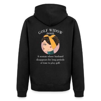Frau Ehemann Golfer lustiges Geschenk Golf Witwe Nomen - Unisex Premium Bio Zip Hoodie - Schwarz - Hinten - Nico (187cm)