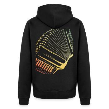 Retro Farben Akkordeon Musiker Geschenkidee - Unisex Premium Bio Zip Hoodie - Schwarz - Hinten - Nico (187cm)