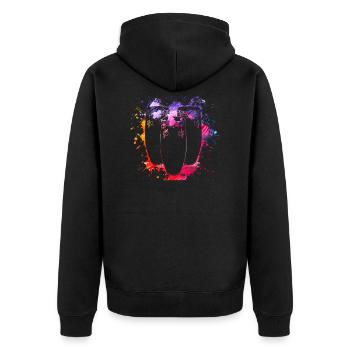 Conga Drums Trommel Schlagzeug Drummer Geschenke - Unisex Premium Bio Zip Hoodie - Schwarz - Hinten - Nico (187cm)