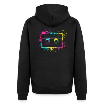 Vintage Splash Kasette 80er und 90er Geschenke - Unisex Premium Bio Zip Hoodie - Schwarz - Hinten - Nico (187cm)