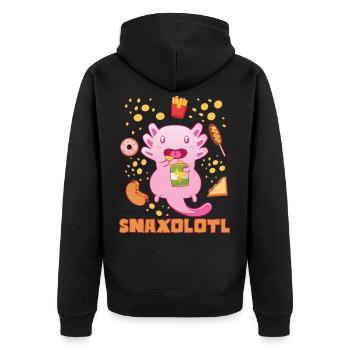 Snaxolotl I Funny Kawaii Axolotl Snack Aquarium - Unisex Premium Bio Zip Hoodie - Schwarz - Hinten - Nico (187cm)