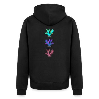 Bunte Korallen - Unisex Premium Bio Zip Hoodie - Schwarz - Hinten - Nico (187cm)
