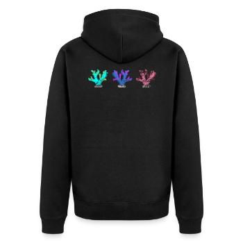 Bunte Korallen - Unisex Premium Bio Zip Hoodie - Schwarz - Hinten - Nico (187cm)