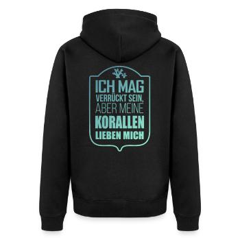 Korallen Aquarist Aquarianer Geschenkidee - Unisex Premium Bio Zip Hoodie - Schwarz - Hinten - Nico (187cm)