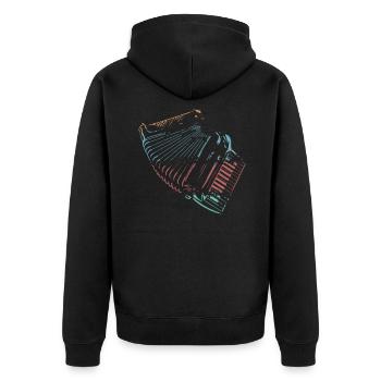 Retro Farben Akkordeon Musiker Geschenkidee - Unisex Premium Bio Zip Hoodie - Schwarz - Hinten - Nico (187cm)