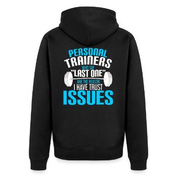 Gym - Personal trainers who say last one are the - Unisex Premium Bio Zip Hoodie - Schwarz - Hinten - Nico (187cm)