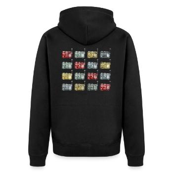 Retro Amateurfunk Funker Hamradio Funkstation - Unisex Premium Bio Zip Hoodie - Schwarz - Hinten - Nico (187cm)