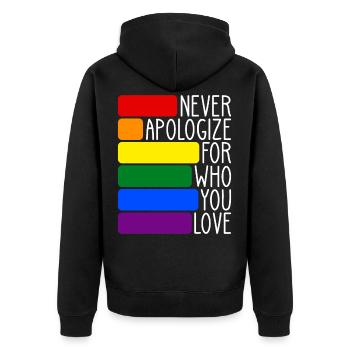 LGBT gay marriage love rainbow flag CSD gift - Unisex Premium Organic Zip Hoodie - black - Back - Nico (187cm)