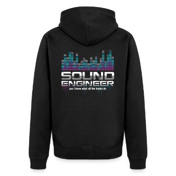 Sound Technician Technical Recording Music Mixer - Unisex Premium Bio Zip Hoodie - Schwarz - Hinten - Nico (187cm)