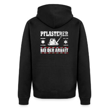 Lustiger Spruch Pflaster Pflasterer Geschenk - Unisex Premium Bio Zip Hoodie - Schwarz - Hinten - Nico (187cm)