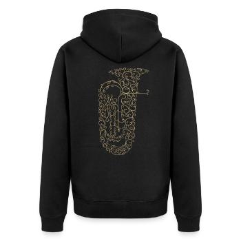 Tuba Musiker Tubist Geschenkidee - Unisex Premium Bio Zip Hoodie - Schwarz - Hinten - Nico (187cm)