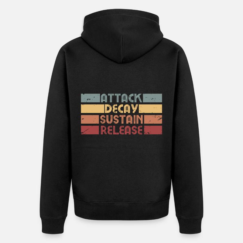 ADSR Synth Synthesizer Retro Musik Geschenk Design - Unisex Premium Bio Zip Hoodie - Schwarz