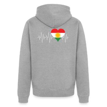 Cadeau kurde drapeau kurde - Veste à capuche bio Premium Unisexe - gris chiné - Dos - Nico (187cm)