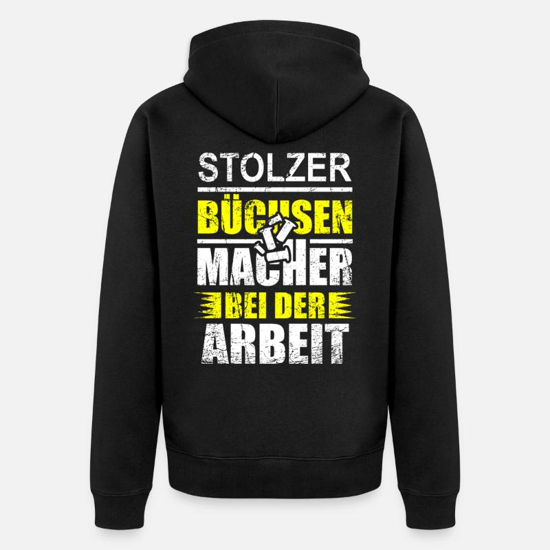 Büchsenmacher Spruch - Unisex Premium Bio Zip Hoodie - Schwarz