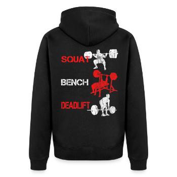 Squat Bench Deadlift - Formation de culturiste - Veste à capuche bio Premium Unisexe - noir - Dos - Nico (187cm)