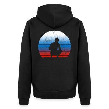 Russia Design Russland UdSSR Geschenk - Unisex Premium Bio Zip Hoodie - Schwarz - Hinten - Nico (187cm)