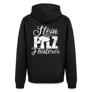 Steinpilz Fluesterer Pilzsammler - Unisex Premium Bio Zip Hoodie - Schwarz - Hinten - Nico (187cm)