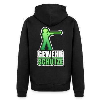 Gewehrschütze Sportschießen Schütze - Unisex Premium Bio Zip Hoodie - Schwarz - Hinten - Nico (187cm)