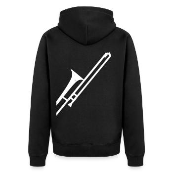 Posaune Posaunist Jazz Musiker Geschenk - Unisex Premium Bio Zip Hoodie - Schwarz - Hinten - Nico (187cm)