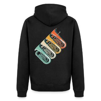 Retro Tuba Player Vintage Gift Idea - Unisex Premium Organic Zip Hoodie - black - Back - Nico (187cm)