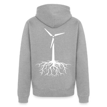 énergie éolienne - Veste à capuche bio Premium Unisexe - gris chiné - Dos - Nico (187cm)