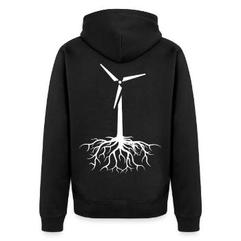 Windkraft - Unisex Premium Bio Zip Hoodie - Schwarz - Hinten - Nico (187cm)