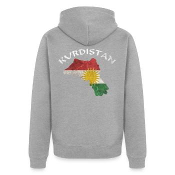 Cadeau kurde drapeau kurde - Veste à capuche bio Premium Unisexe - gris chiné - Dos - Nico (187cm)