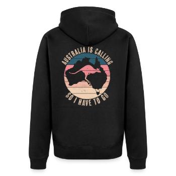 Australie - L'appel de l'Australie - Kangourou - Veste à capuche bio Premium Unisexe - noir - Dos - Nico (187cm)