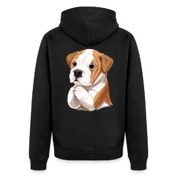 Bulldog anglais Bulldog anglais cadeau - Veste à capuche bio Premium Unisexe - noir - Dos - Nico (187cm)