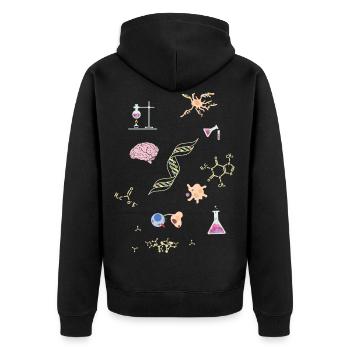Chemiker - Unisex Premium Bio Zip Hoodie - Schwarz - Hinten - Nico (187cm)