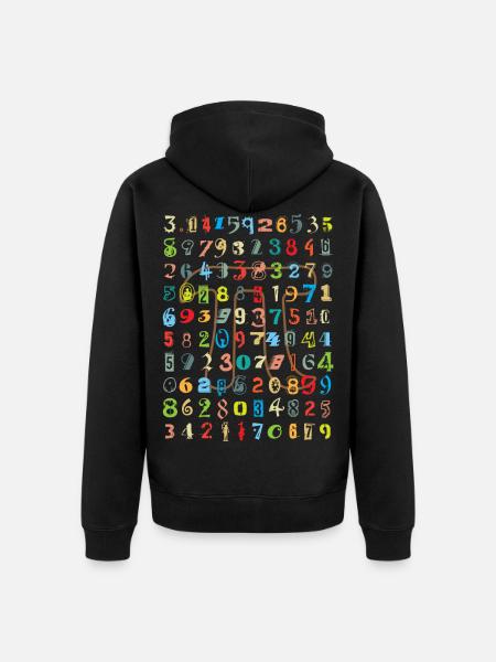 Number Pi Math lessons - Unisex Premium Organic Zip Hoodie - black