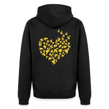 Imker Bienen Geschenk Honig Motiv - Unisex Premium Bio Zip Hoodie - Schwarz - Hinten - Nico (187cm)