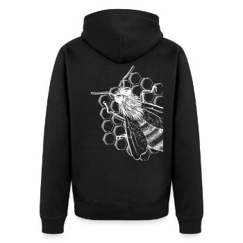 Imker Bienen Geschenk Honig Motiv - Unisex Premium Bio Zip Hoodie - Schwarz - Hinten - Nico (187cm)