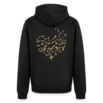 Imker Bienen Geschenk Honig Motiv - Unisex Premium Bio Zip Hoodie - Schwarz - Hinten - Nico (187cm)