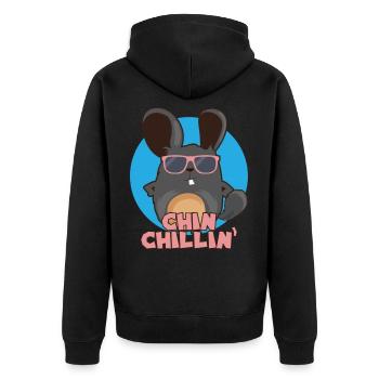 Chinchilla Chinchillin I Cool Sonnenbrille Geschenk - Unisex Premium Bio Zip Hoodie - Schwarz - Hinten - Nico (187cm)