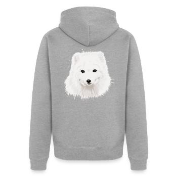 renard arctique - Veste à capuche bio Premium Unisexe - gris chiné - Dos - Nico (187cm)