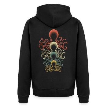 Retro Kraken Tintenfisch Oktopus Taucher Geschenk - Unisex Premium Bio Zip Hoodie - Schwarz - Hinten - Nico (187cm)