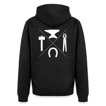 Hufschmied Schmied Geschenk - Unisex Premium Bio Zip Hoodie - Schwarz - Hinten - Nico (187cm)