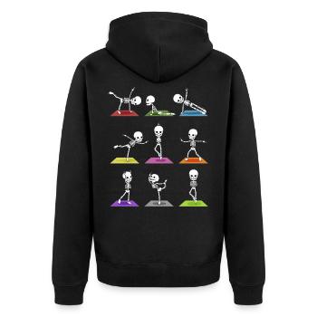 Squelettes de Yoga Halloween - Veste à capuche bio Premium Unisexe - noir - Dos - Nico (187cm)