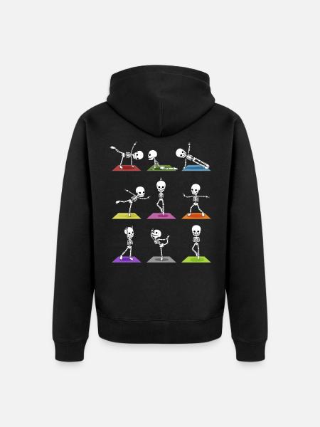 Yoga Skeletons Halloween - Unisex Premium Organic Zip Hoodie - black